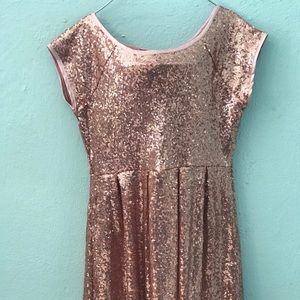 NWT girl's rose gold sequin dress size L